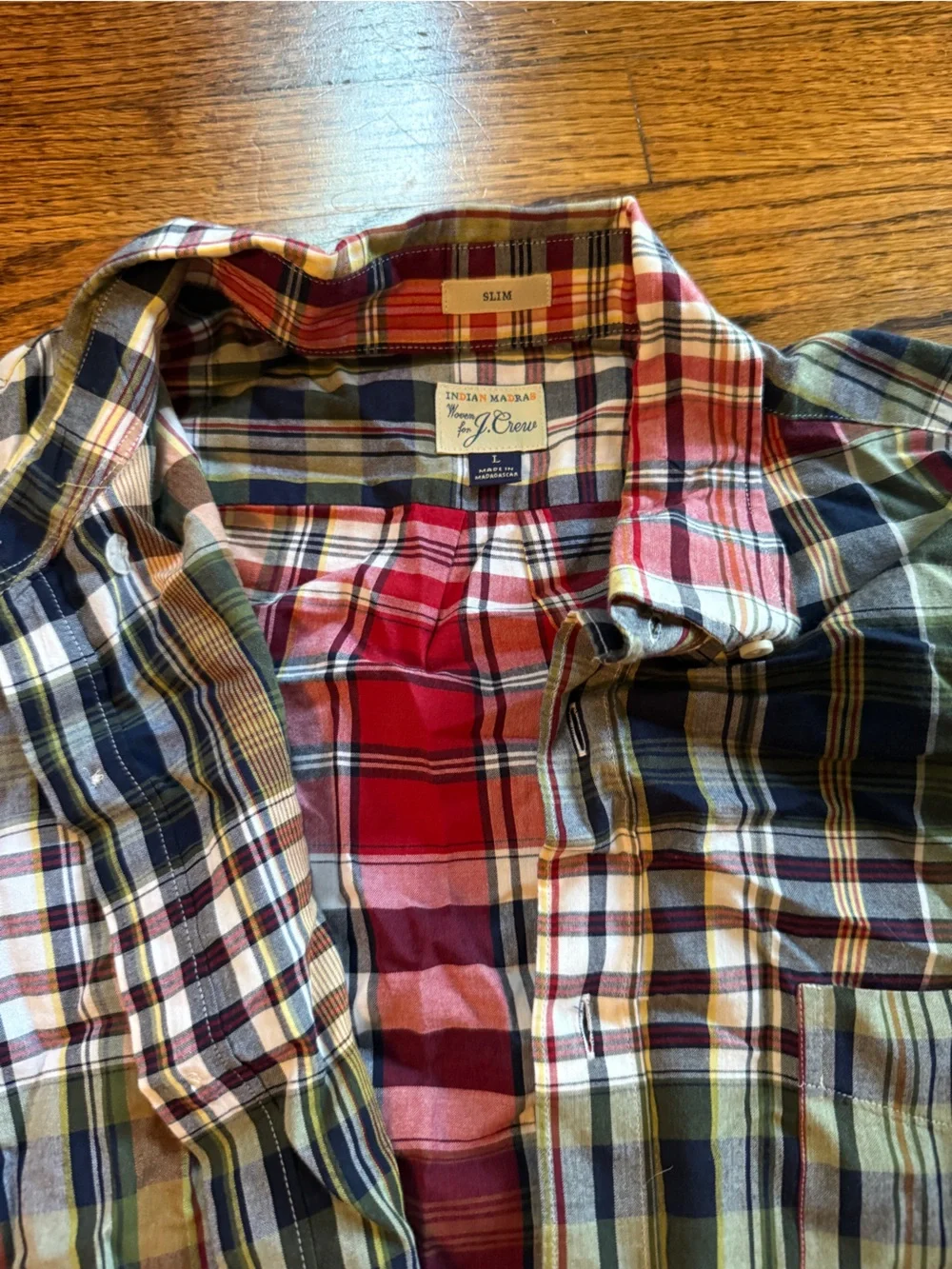 J. Crew Plaid Button-Down Shirt — Red, Blue, Green, White